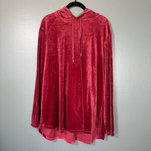 Livi Lane Bryant Red Velour Baggy Hoodie Sweatshirt - 22/24 - Women's Plus Size